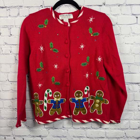 Heirloom Collectibles Sweaters - Womens Christmas Cardigan/Sweater Heirloom Collectibles Gingerbread Size Small